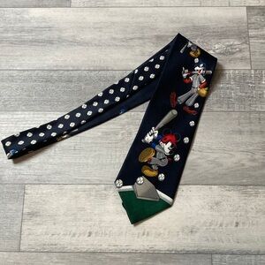 Vintage Cartoon Baseball Silk Tie - Navy with Red & Green Accents